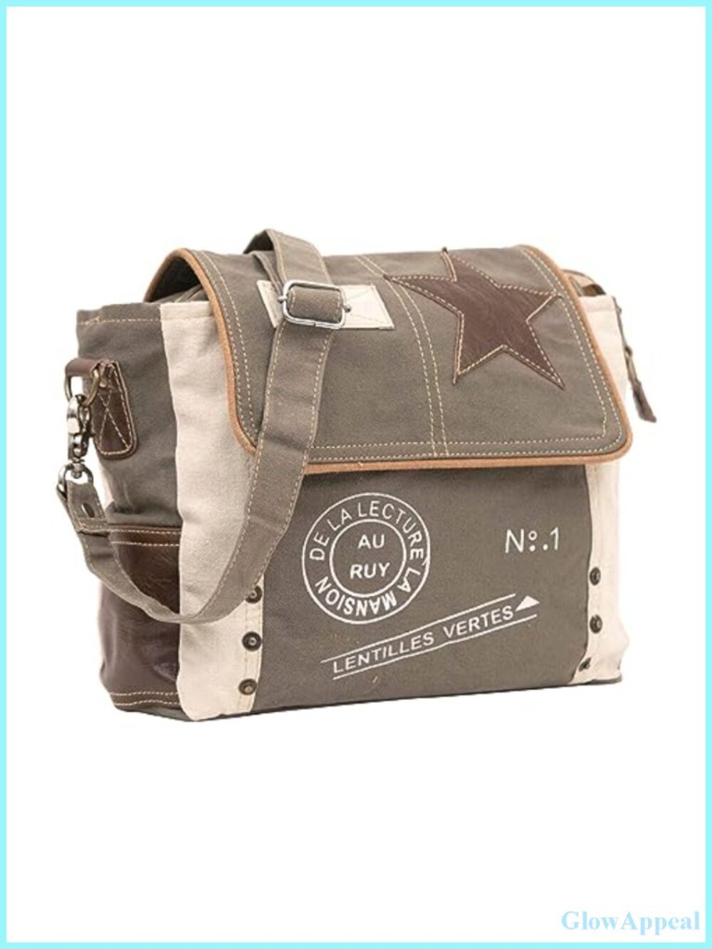 Canvas Leather Satchel Crossbody Bag Adjustable Strap